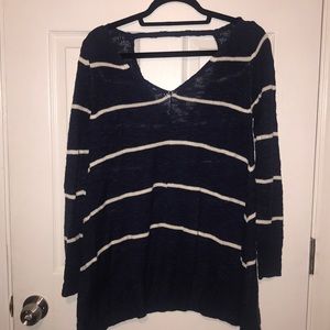 NAVY WHITE STRIPED FALL SWEATER